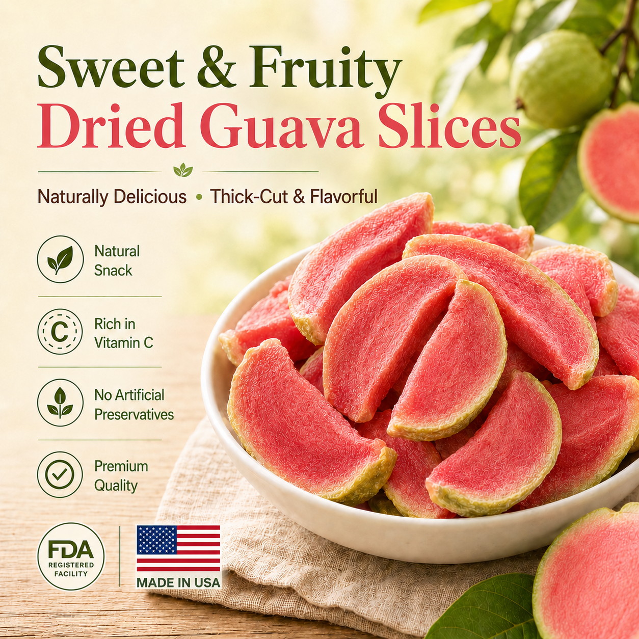 Say goodbye to high-calorie guilt! 🧑‍⚕️🐧Satisfy your cravings with ourfiber-rich Red Guava slices-QZE